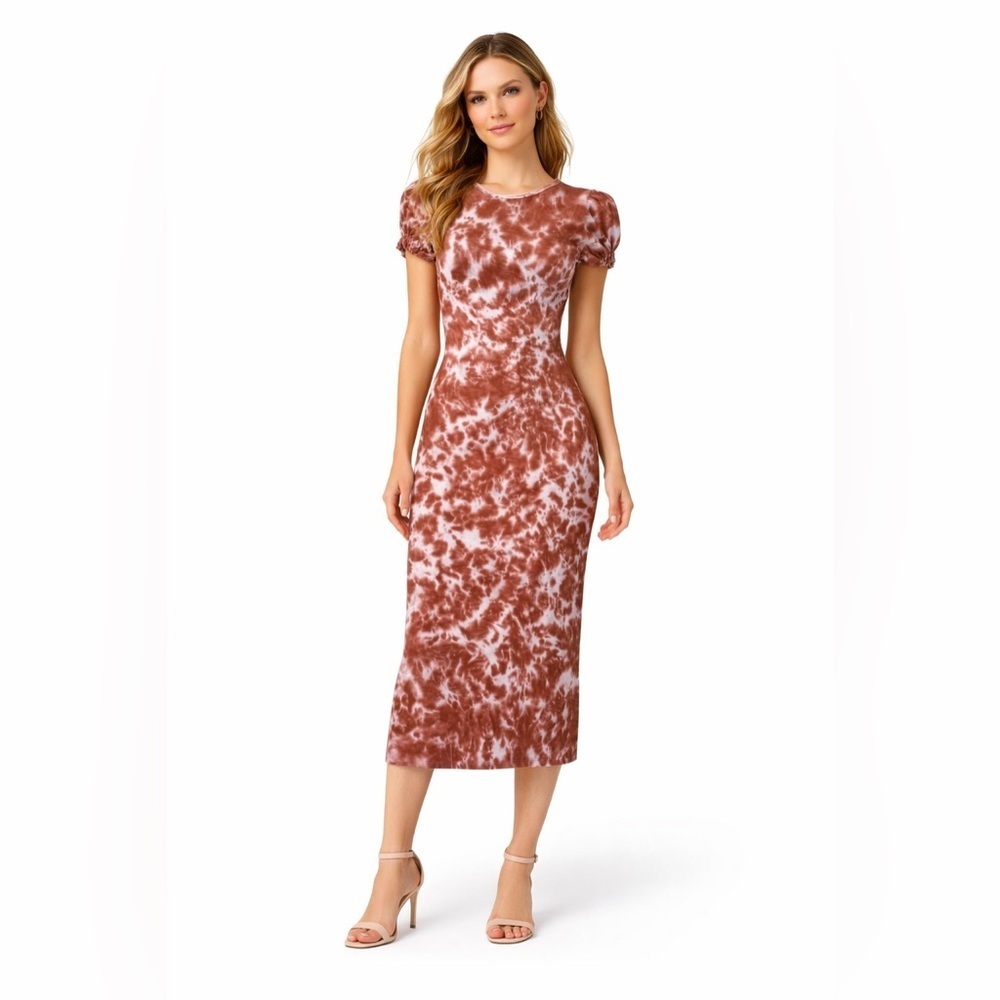 LoveShackFancy Tie-Dye Bodycon Midi Dress Sz small 100% cotton
